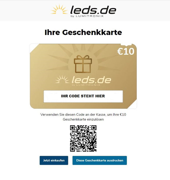 LEDs.de, digitale Geschenkkarte