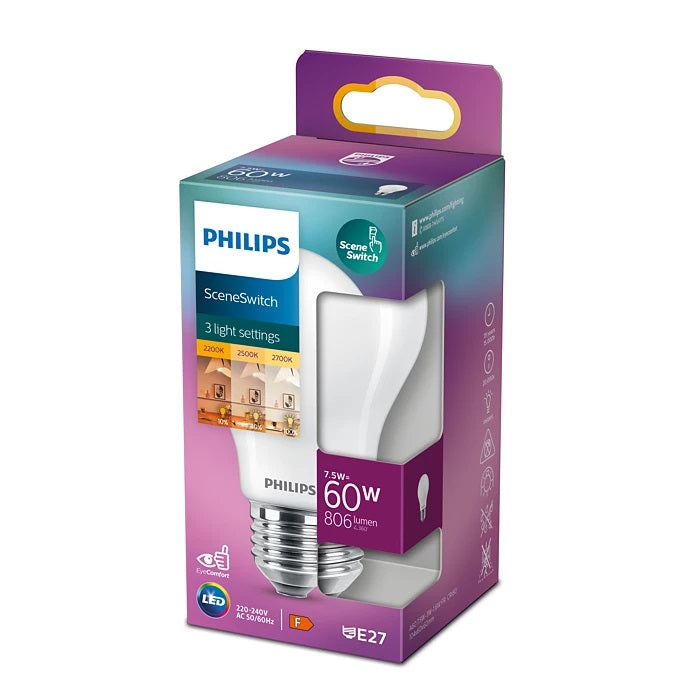Philips SceneSwitch LEDbulb 8-60W E27 827 A60 matt pic3